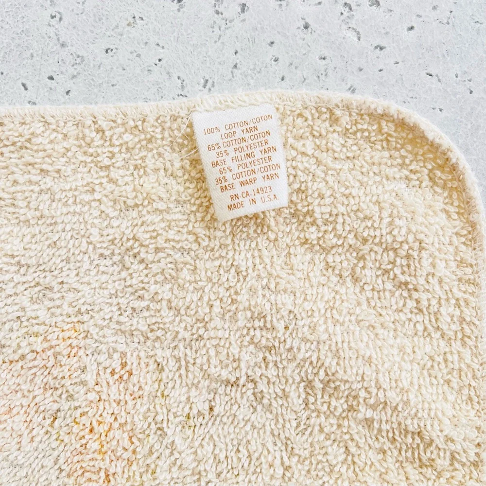 Vintage Franco Bath Washcloth 70s Orange Yellow Butterfly Cotton